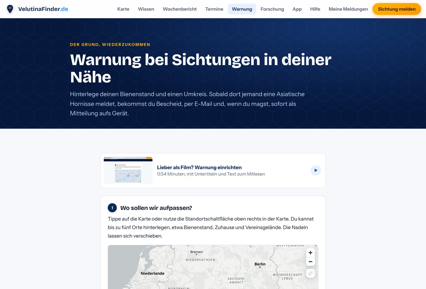 Einrichtung der Umkreis-Warnung: Standort auf der Karte hinterlegen und Radius festlegen